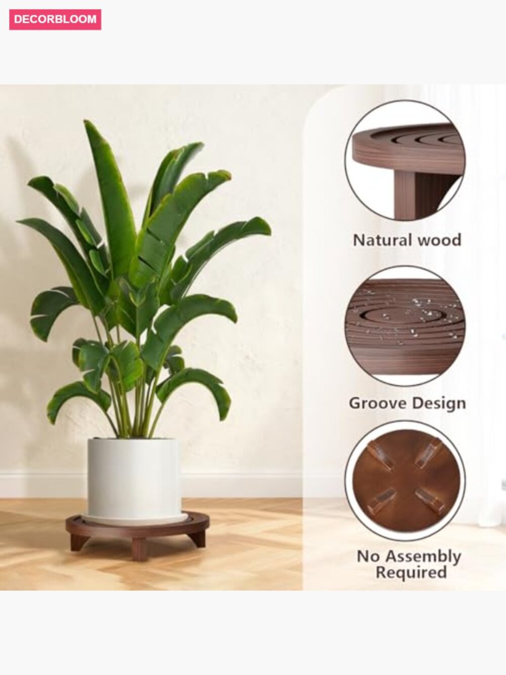 3-Pack Wooden Plant Stands Indoor Pedestal Riser Set of 3 - Picture 3 of 7